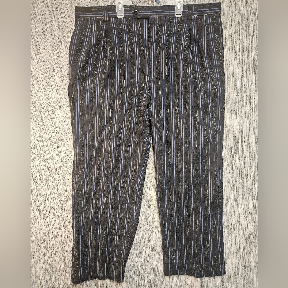 Steve Harvey Men's Striped Black and Gray Pants